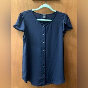 Navy Blue Petal Sleeve Blouse